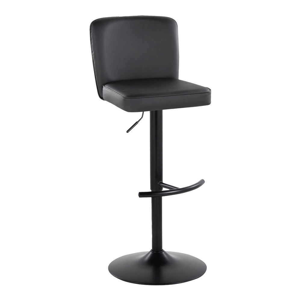 English Elm Henry Contemporary Adjustable Barstools - Set Of 2, Black Faux Leather & Metal, 360° Swivel Comfort B202S00940
