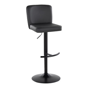 English Elm Henry Contemporary Adjustable Barstools - Set Of 2, Black Faux Leather & Metal, 360° Swivel Comfort B202S00940