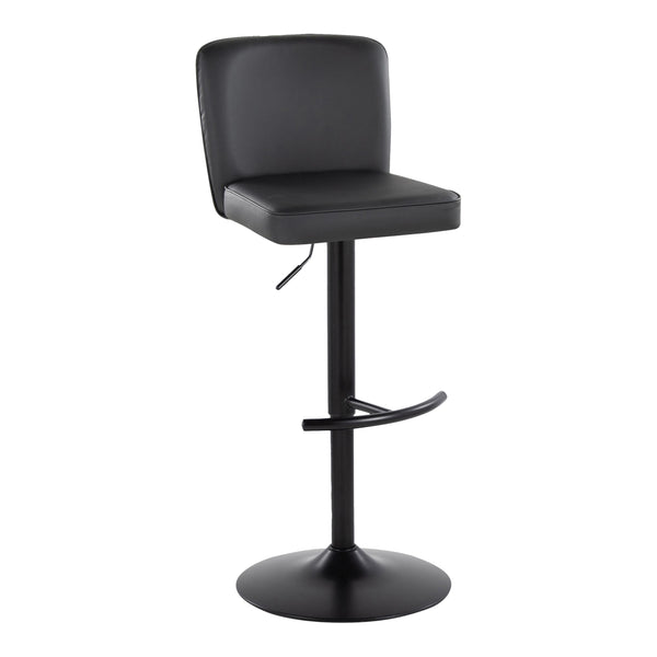 English Elm Henry Contemporary Adjustable Barstools - Set Of 2, Black Faux Leather & Metal, 360° Swivel Comfort B202S00940