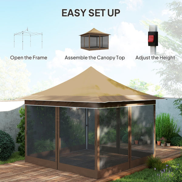 English Elm Adjustable Pop up Gazebo with Mesh Walls Oxford Fabric Canopy for Patio Garden T3971P426988