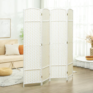 English Elm Homcom Woven Polypropylene 4 Panel Folding Screen Pine Frame Freestanding Room Divider W2225P485650