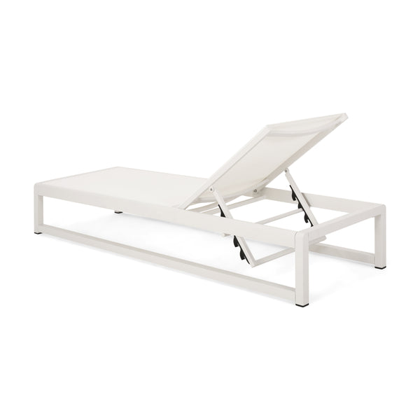 English Elm Christopher Knight Home® - MODESTA Chaise Lounge Set with Rust‑Resistant Aluminum Frame, Breathable Mesh, 5‑Position Adjustable Comfort White 62397.00WHIMP2