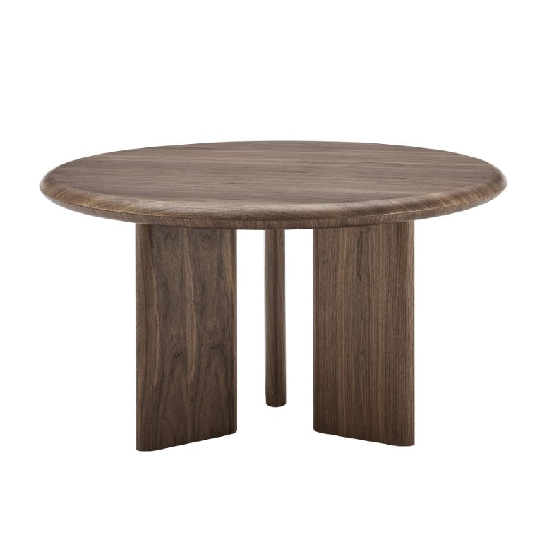 EuroStyle Albert Round Walnut Veneer Dining Table Mid Century Three Leg Base Seats Four 90962WAL-KIT