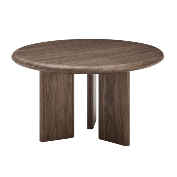 EuroStyle Albert Round Walnut Veneer Dining Table Mid Century Three Leg Base Seats Four 90962WAL-KIT