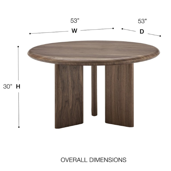 EuroStyle Albert Round Walnut Veneer Dining Table Mid Century Three Leg Base Seats Four 90962WAL-KIT