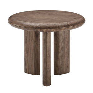EuroStyle Albert Round Walnut Veneer Side Table Mid-Century Three Leg Living Room Accent 90964WAL-KIT
