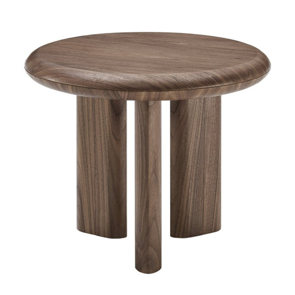 EuroStyle Albert Round Walnut Veneer Side Table Mid-Century Three Leg Living Room Accent 90964WAL-KIT