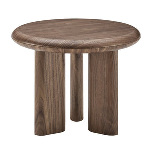 EuroStyle Albert Round Walnut Veneer Side Table Mid-Century Three Leg Living Room Accent 90964WAL-KIT