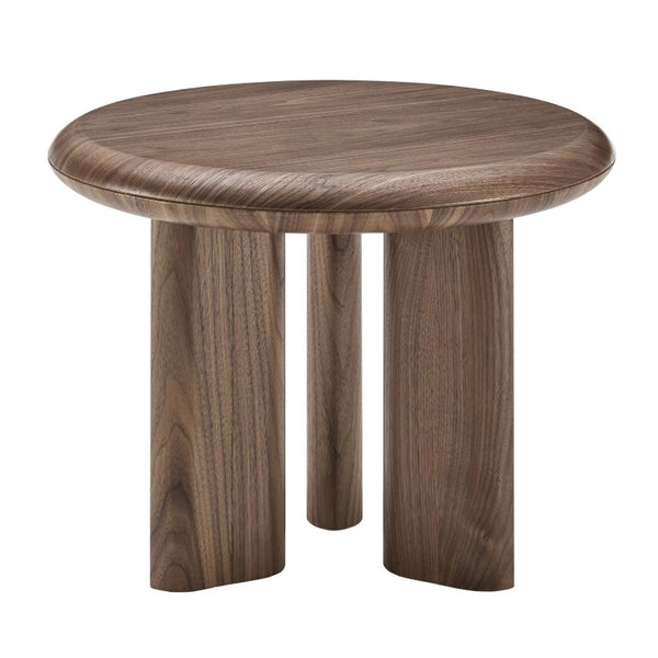 EuroStyle Albert Round Walnut Veneer Side Table Mid-Century Three Leg Living Room Accent 90964WAL-KIT
