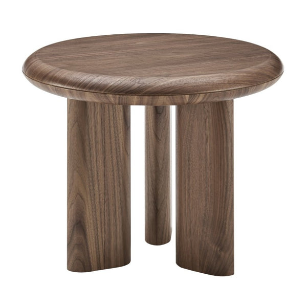 EuroStyle Albert Round Walnut Veneer Side Table Mid-Century Three Leg Living Room Accent 90964WAL-KIT