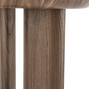 EuroStyle Albert Round Walnut Veneer Side Table Mid-Century Three Leg Living Room Accent 90964WAL-KIT