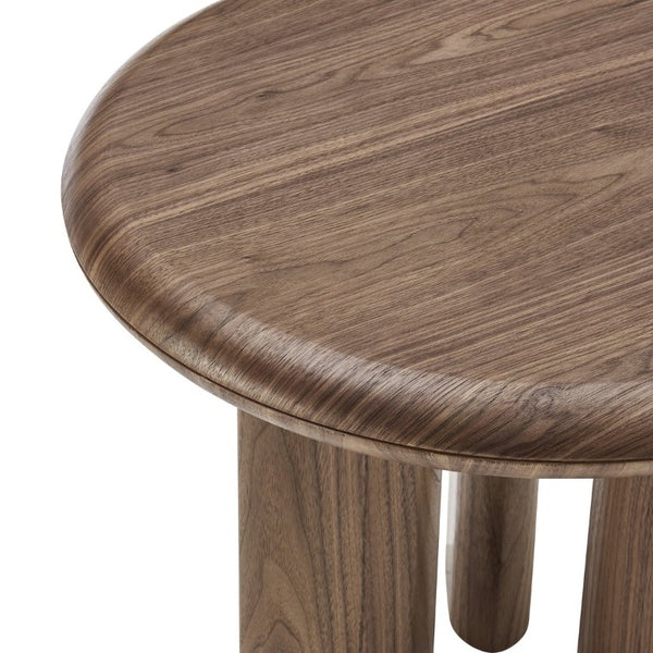 EuroStyle Albert Round Walnut Veneer Side Table Mid-Century Three Leg Living Room Accent 90964WAL-KIT