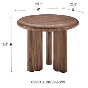 EuroStyle Albert Round Walnut Veneer Side Table Mid-Century Three Leg Living Room Accent 90964WAL-KIT