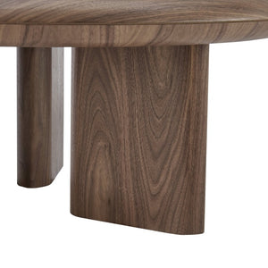 EuroStyle Albert Walnut Veneer Round Coffee Table Mid-Century Three-Leg Low-Profile Living Room 90966WAL-KIT