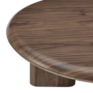 EuroStyle Albert Walnut Veneer Round Coffee Table Mid-Century Three-Leg Low-Profile Living Room 90966WAL-KIT