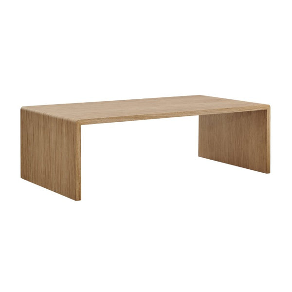 EuroStyle Nova 47 Inch Low Profile Coffee Table Warm Veneer Finish for Minimalist Living Rooms Oak 90972-OAK