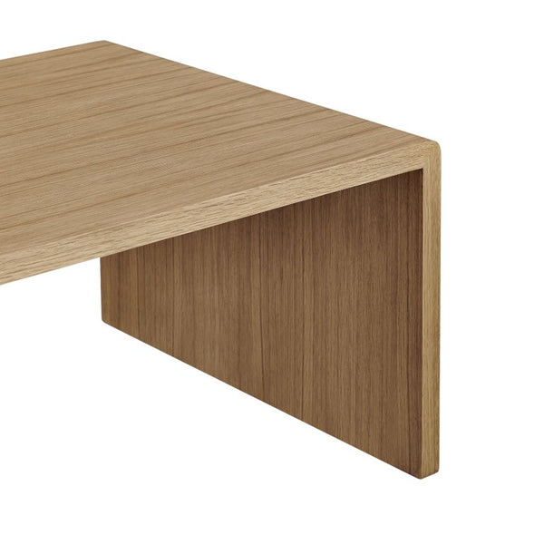 EuroStyle Nova 47 Inch Low Profile Coffee Table Warm Veneer Finish for Minimalist Living Rooms Oak 90972-OAK