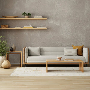 EuroStyle Nova 47 Inch Low Profile Coffee Table Warm Veneer Finish for Minimalist Living Rooms Oak 90972-OAK