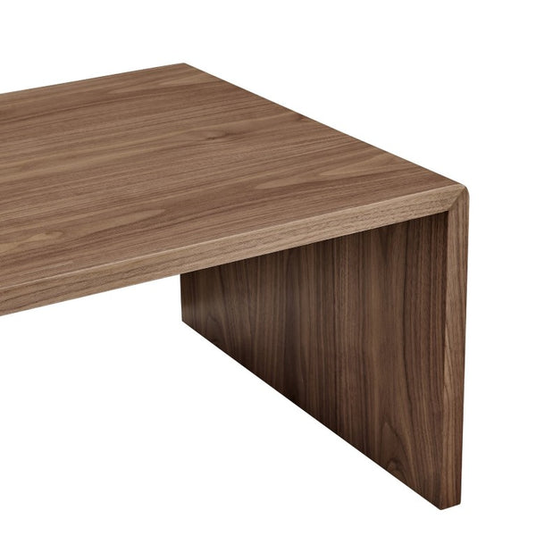EuroStyle Nova 47 Inch Low Profile Coffee Table Warm Veneer Finish for Minimalist Living Rooms Walnut 90972-WAL