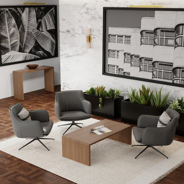 EuroStyle Nova 47 Inch Low Profile Coffee Table Warm Veneer Finish for Minimalist Living Rooms Walnut 90972-WAL