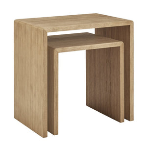 EuroStyle Nova Sculptural Nesting End Tables Mid-Century Modern Living Room Accent Set Oak 90974-OAK