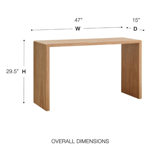 EuroStyle Nova 47 Inch Contemporary Console Table with Warm Veneer Finish for Entryways Oak 90976-OAK