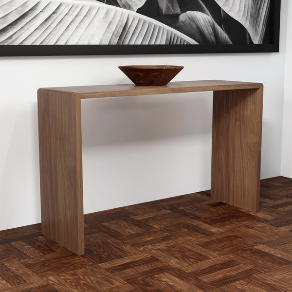 EuroStyle Nova 47 Inch Contemporary Console Table with Warm Veneer Finish for Entryways Walnut 90976-WAL