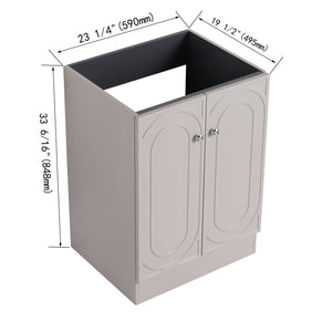 English Elm 24" Freestanding Bathroom Vanity with Integrated Basin Design, Adjustable Shelf & 3 Metal Handles, Eco Plywood Finish khaki W999P241051