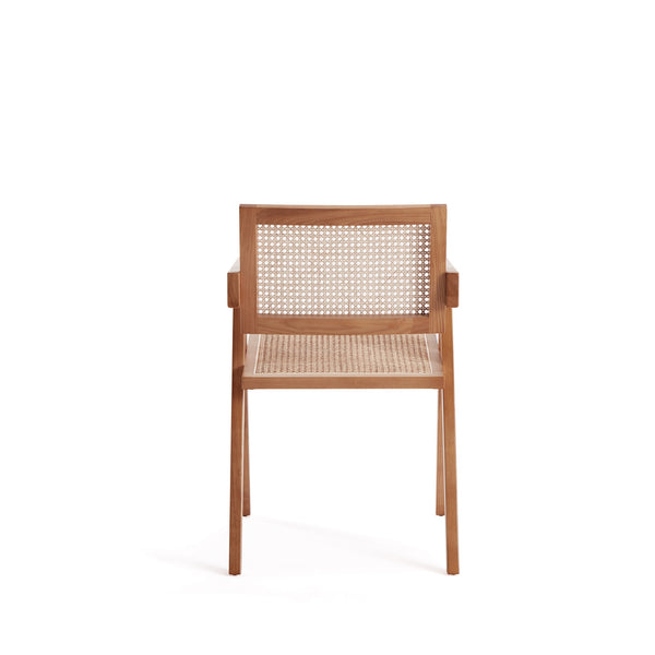 English Elm Hamlet Solid Wood Armchair with Cane Seat and Square Backrest, American Ash Frame, Fully Assembled Natural B365P397759