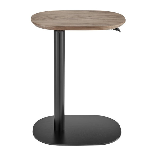 EuroStyle Snella Pneumatic Height Adjustable Laptop Table with Veneer Top and Steel Base Walnut/Matte Black 90987-WAL