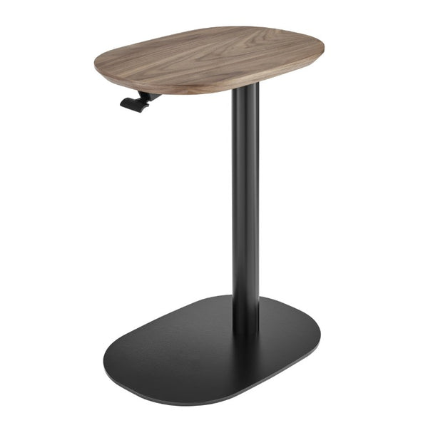 EuroStyle Snella Pneumatic Height Adjustable Laptop Table with Veneer Top and Steel Base Walnut/Matte Black 90987-WAL