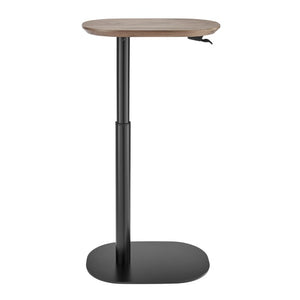EuroStyle Snella Pneumatic Height Adjustable Laptop Table with Veneer Top and Steel Base Walnut/Matte Black 90987-WAL