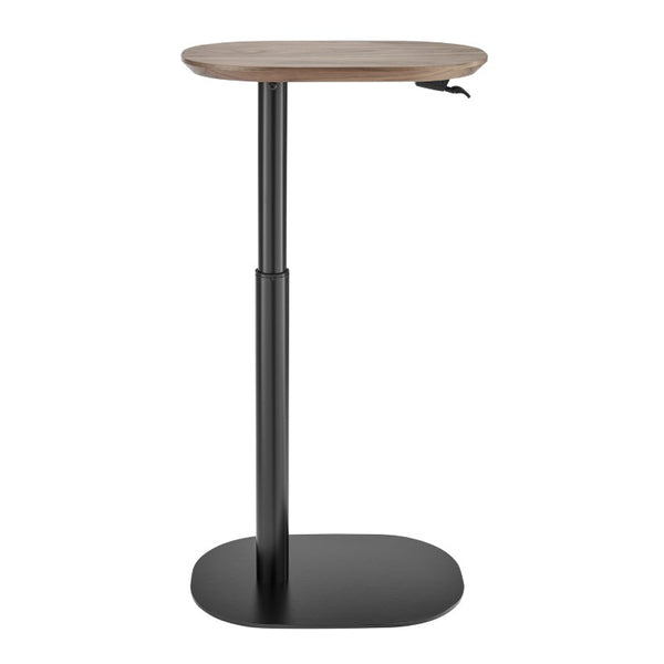 EuroStyle Snella Pneumatic Height Adjustable Laptop Table with Veneer Top and Steel Base Walnut/Matte Black 90987-WAL