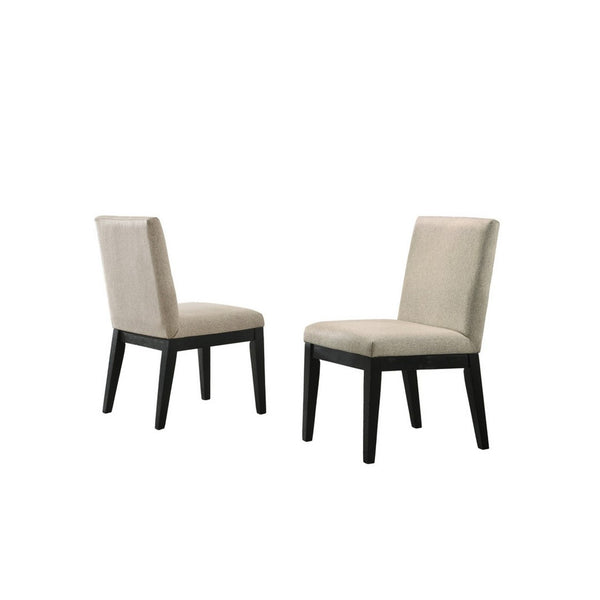 English Elm 19 Inch Solid Wood Dining Chairs Set of 2 with Cushioned Beige Upholstered Backrest B056P416830