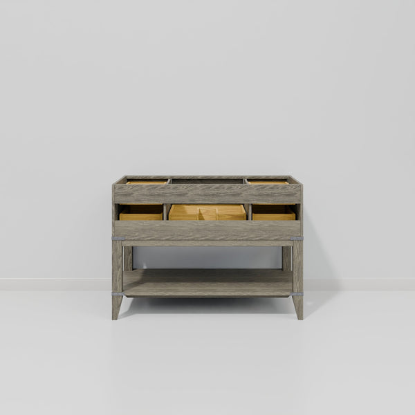 English Elm Grey Oak Single Bathroom Vanity With Carrara Marble Top, Chrome Faucet & Ample Storage Solution B2731P260229