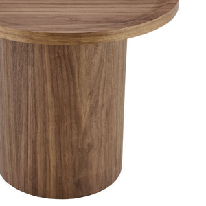 EuroStyle Boden Round Walnut Veneer Side Table with Sculptural Edge for Modern Living Rooms 90990WAL-KIT
