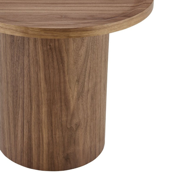 EuroStyle Boden Round Walnut Veneer Side Table with Sculptural Edge for Modern Living Rooms 90990WAL-KIT
