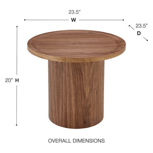 EuroStyle Boden Round Walnut Veneer Side Table with Sculptural Edge for Modern Living Rooms 90990WAL-KIT