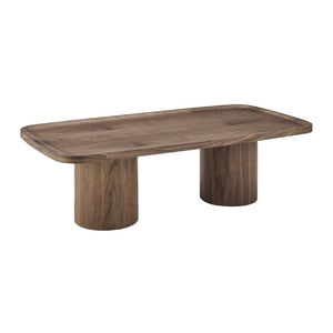 EuroStyle Boden Walnut Veneer Rectangular Coffee Table Low Sculptural Profile for Living Rooms 90992WAL-KIT