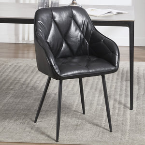 English Elm Dining Chairs Set Of 2 - Stylish Upholstered Faux Leather Armchairs For Comfort & Versatile Use W3112P262560