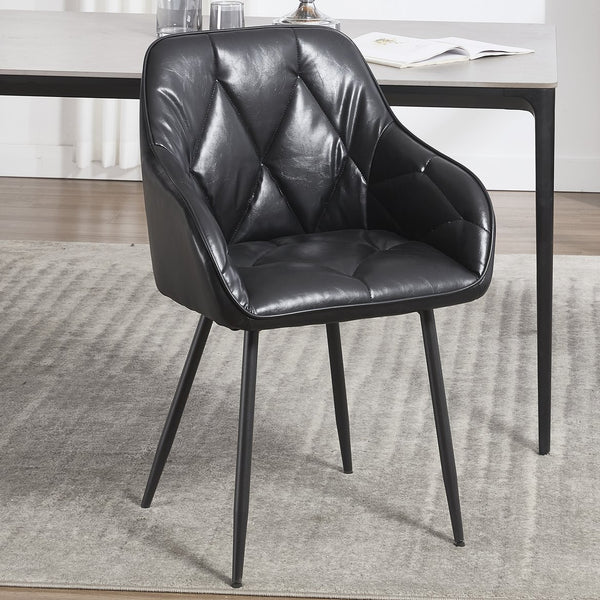 English Elm Dining Chairs Set Of 2 - Stylish Upholstered Faux Leather Armchairs For Comfort & Versatile Use W3112P262560