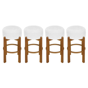 English Elm Christopher Knight Home® - Vera Indoor Wooden Barstool Set Of 4 - Light Walnut Frame, Ivory Upholstery, Modern Comfort & Style N775P333869W-S4
