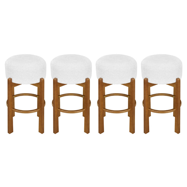 English Elm Christopher Knight Home® - Vera Indoor Wooden Barstool Set Of 4 - Light Walnut Frame, Ivory Upholstery, Modern Comfort & Style N775P333869W-S4