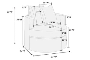 English Elm Comfortable Plush Fur-Like Corduroy Swivel Chair with Rounded Base, Removable Cushion & Pillows for Living Room Comfort Smoke 34 L x 28 W x 35 H B011P369868
