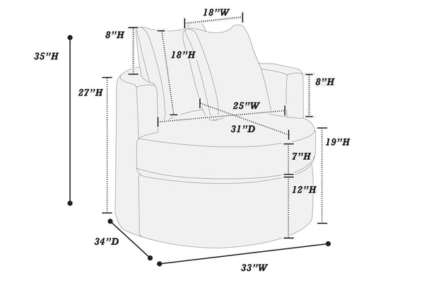 English Elm Comfortable Plush Fur-Like Corduroy Swivel Chair with Rounded Base, Removable Cushion & Pillows for Living Room Comfort Smoke 34 L x 28 W x 35 H B011P369868