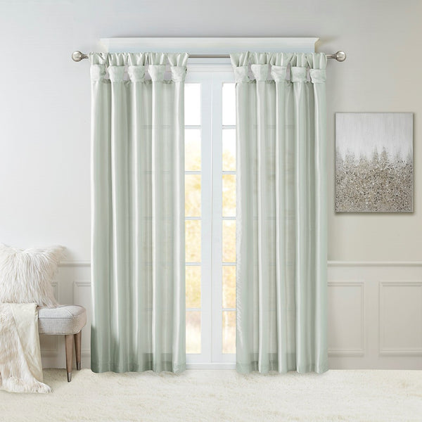 English Elm Twist Emilia Lined Faux Silk Window Curtain Panel 50x108 with Twist Tab Top, Privacy Lining, Sheen Green 3 L x 10.04 W x 9.06 H B03598091