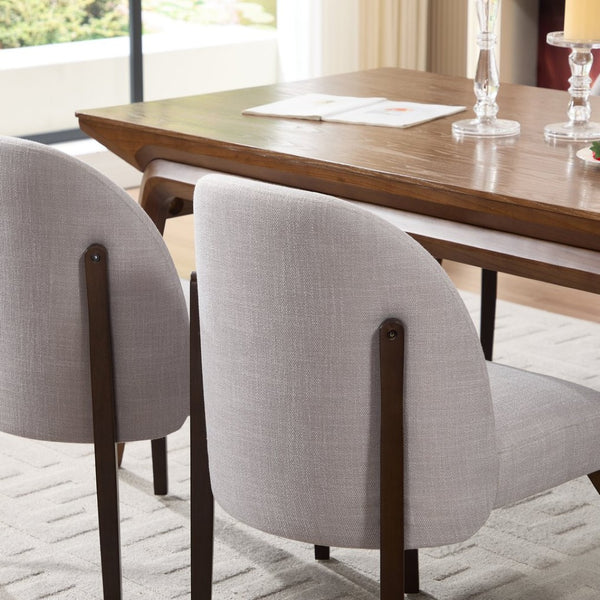 English Elm Wooden Wingback Dining Chairs Upholstered Farmhouse Modern Set with Lumbar Support Grey W3244P429256