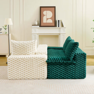 English Elm Luxury Color-Block Turtle Velvet Sofa - Versatile Seating For Stylish Living Rooms & Cozy Gatherings W3371S00053