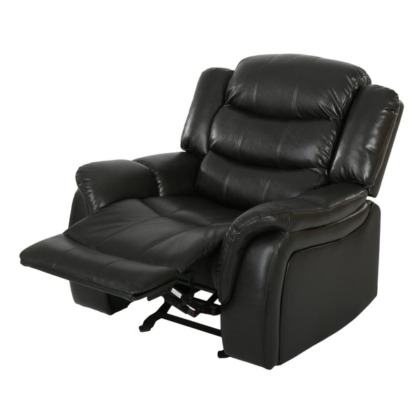 English Elm Christopher Knight Home® - Classic Design Recliner Black Berry PU Upholstery Glider Recliner Spacious Soft Seat Durable Frame Comfort N763P215170B