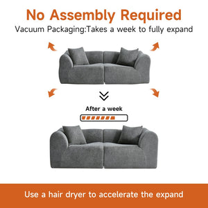 English Elm Modern Velvet Two Seat Loveseat with Pillows Compact Upholstered Sofa for Apartment Gray W1765P349641